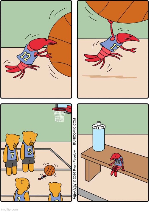 He had such high hopes  | image tagged in comics,buni comics,basketball,bears,lobster,epic fail | made w/ Imgflip meme maker