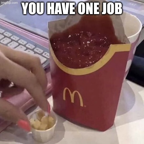 Ketchup with a side of fries | You have one job | image tagged in ketchup with a side of fries | made w/ Imgflip meme maker