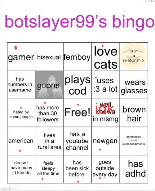 erm | idk | image tagged in botslayer bingo | made w/ Imgflip meme maker