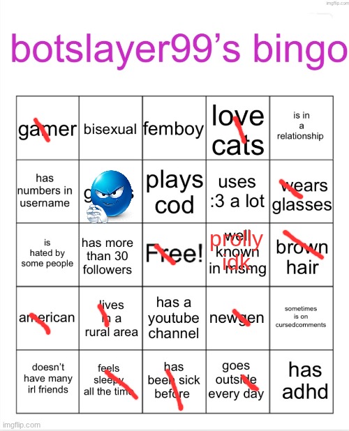 I | prolly idk | image tagged in botslayer bingo,remix | made w/ Imgflip meme maker