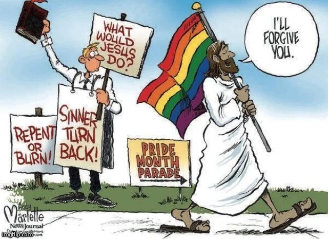 Happy Pride Month!!! | image tagged in pride parade,jess,jesus | made w/ Imgflip meme maker