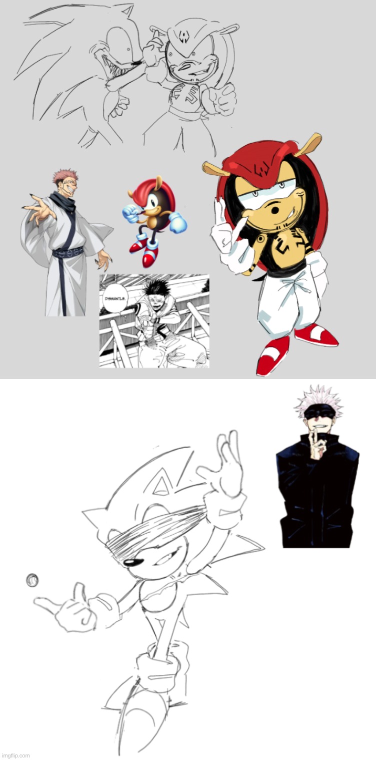 now I got basic character designs I wanna make a mini comic if either if Sukuna met Alan and Kylie or Gojo vs Lord X | made w/ Imgflip meme maker