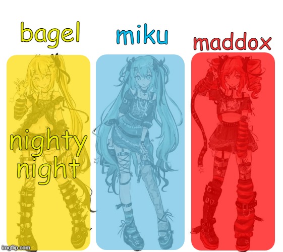 miku bagel and maddox temp | nighty night | image tagged in miku bagel and maddox temp | made w/ Imgflip meme maker