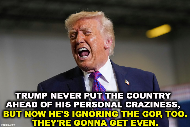Crazy old man yelling at a cloud - Donald Trump | Trump never put the country ahead of his personal craziness, but now he's ignoring the GOP, too.
They're gonna get even. | image tagged in crazy old man yelling at a cloud - donald trump,trump,yelling,shouting,crazy,senile | made w/ Imgflip meme maker