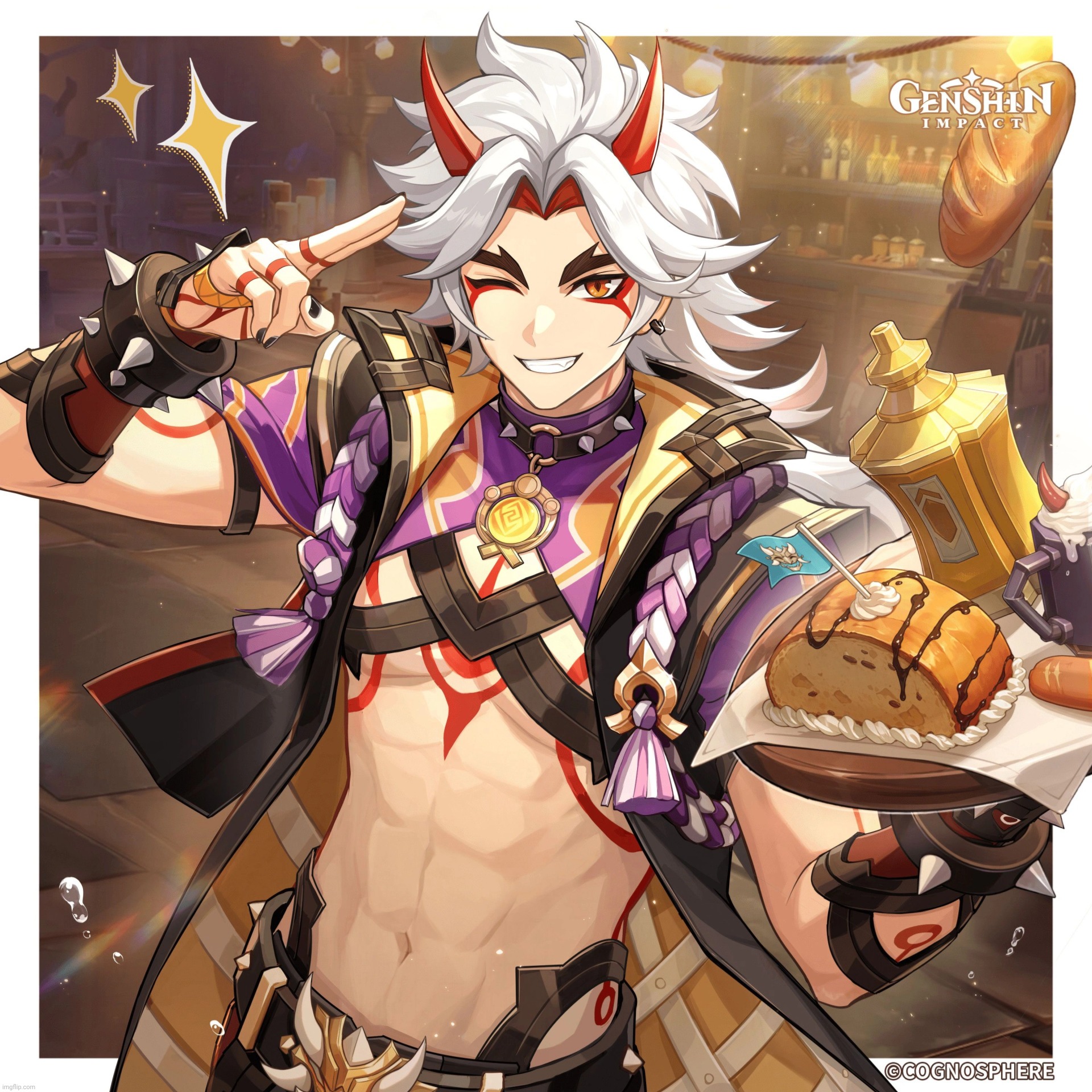 Happy Birthday Itto! (01.06.2026) | image tagged in arataki itto birthday art 2026,birthday,genshin impact | made w/ Imgflip meme maker