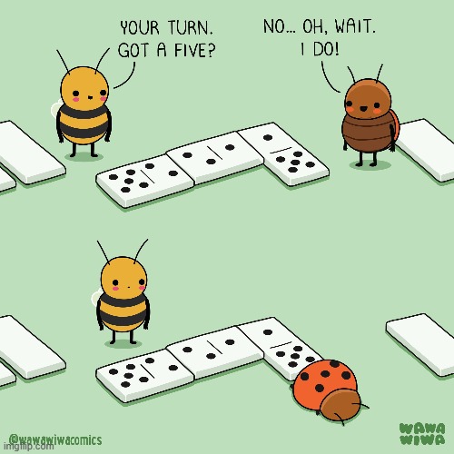 image tagged in bee,ladybug,dominoes,five,body,spots | made w/ Imgflip meme maker