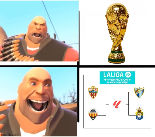 World Cup this, World Cup that... LALIGA HYPERMOTION Promotion Play-offs is here!!! | image tagged in tf2 heavy,laliga 2,world cup,football,memes,spain | made w/ Imgflip meme maker
