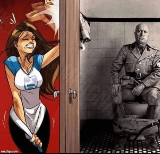 mussolini taking a shit | made w/ Imgflip meme maker