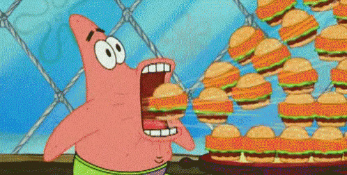 Patrick eating burgers Blank Meme Template
