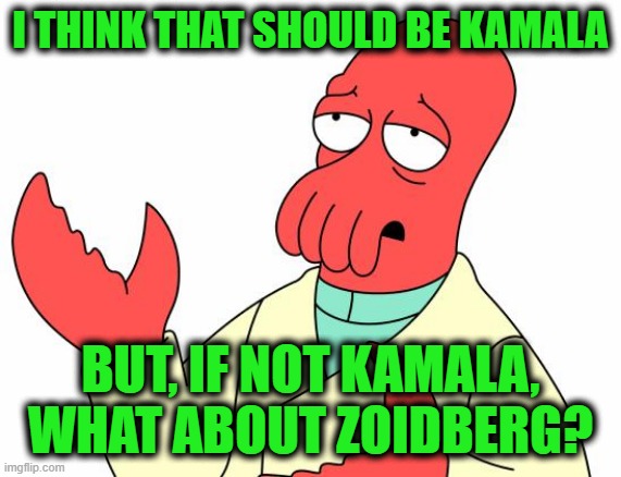 Futurama Zoidberg Meme | I think that should be kamala But, if not Kamala, what about zoidberg? | image tagged in memes,futurama zoidberg | made w/ Imgflip meme maker