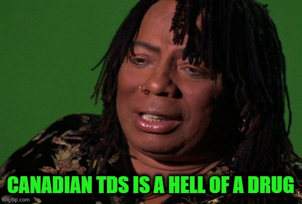 Rick James Cocaine is a Hell of a Drug | Canadian TDS is a hell of a drug | image tagged in rick james cocaine is a hell of a drug | made w/ Imgflip meme maker