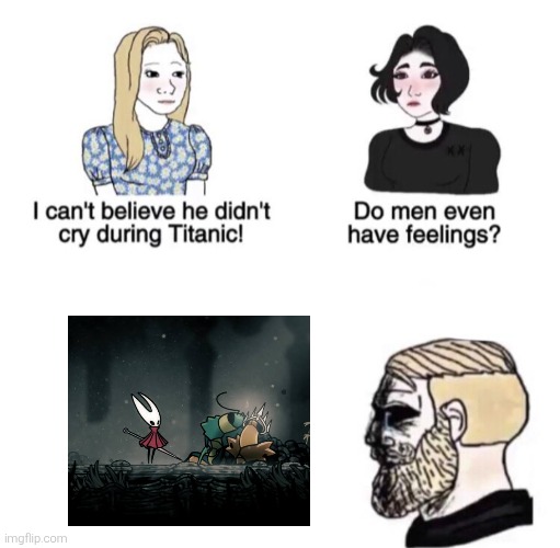 Rip green prince | image tagged in he didn't cry during titanic,silksong,hornet,hollow knight | made w/ Imgflip meme maker