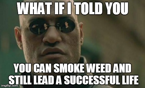 Matrix Morpheus Meme | WHAT IF I TOLD YOU YOU CAN SMOKE WEED AND STILL LEAD A SUCCESSFUL LIFE | image tagged in memes,matrix morpheus | made w/ Imgflip meme maker