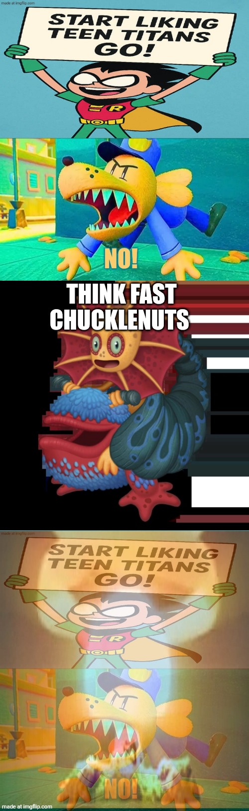 Think fast lol | THINK FAST CHUCKLENUTS | image tagged in nuke this piece of scrap,major galymph | made w/ Imgflip meme maker