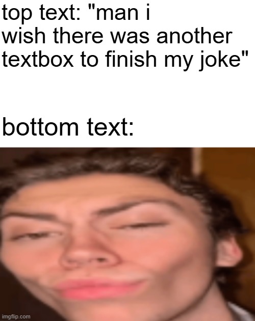 top text: "man i wish there was another textbox to finish my joke"; bottom text: | made w/ Imgflip meme maker