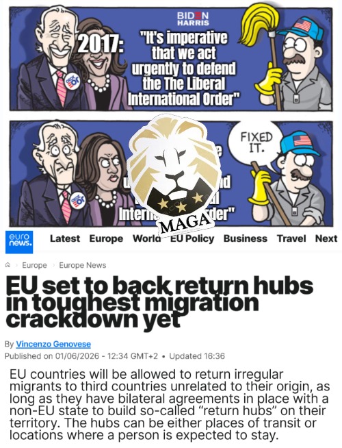 UK/EU/US expanded the Liberal World Order through the Iraq war. Trump snap-destroyed it through their holy Iran | image tagged in biden harris fixed it caption,donald trump,maga,european union,immigration | made w/ Imgflip meme maker