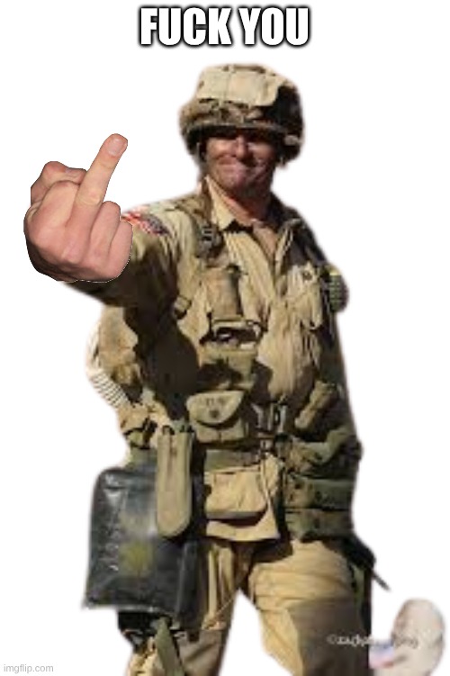 fuck you | image tagged in us army paratrooper stop | made w/ Imgflip meme maker