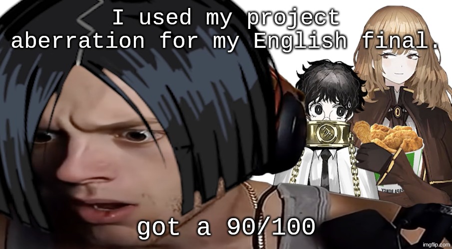 I'll put the site in the comments if someone wants to see it | I used my project aberration for my English final. got a 90/100 | image tagged in erased | made w/ Imgflip meme maker