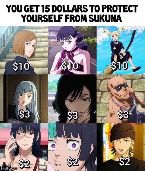 Giving my 15 dollars to sukuna and begging him to let me live | made w/ Imgflip meme maker