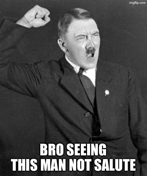 Angry Hitler | Bro seeing this man not salute | image tagged in angry hitler | made w/ Imgflip meme maker