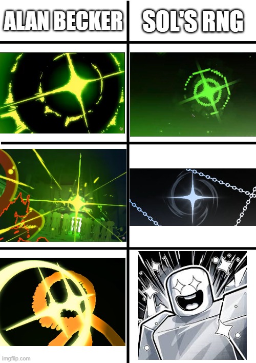 Is Orange a sols refrence? | Alan Becker; Sol's RNG | image tagged in comparison chart | made w/ Imgflip meme maker