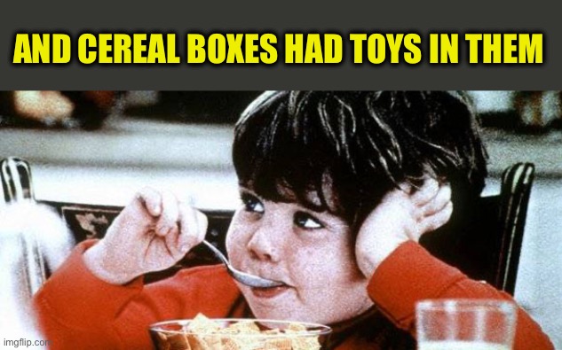 Mikey likes it | And cereal boxes had toys in them | image tagged in mikey likes it | made w/ Imgflip meme maker