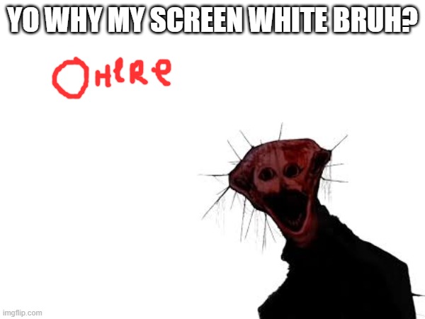 guys ignore my dog | yo why my screen white bruh? | image tagged in the boiled one,doctor nowhere | made w/ Imgflip meme maker