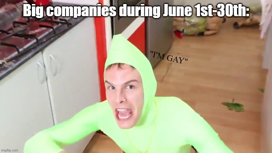 Pride Month in a nutshell: | Big companies during June 1st-30th:; "I'M GAY" | image tagged in im gay,memes,funny,pride month,gay,front page plz | made w/ Imgflip meme maker