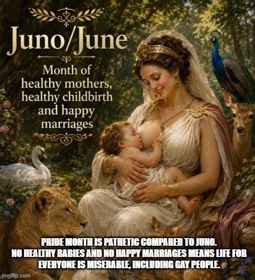 Give me Juno/June every monthevery year forever over narcisstic Pride month | PRIDE month is pathetic compared to Juno.

No healthy babies and no happy marriages means life for everyone is miserable, including gay people. | image tagged in juno june png,pride,rainbow,lgbtq | made w/ Imgflip meme maker