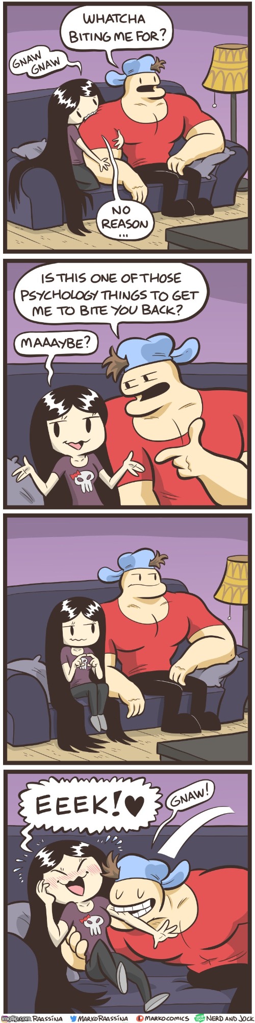 image tagged in jock,olga,bite,biting,love bite,love bites | made w/ Imgflip meme maker