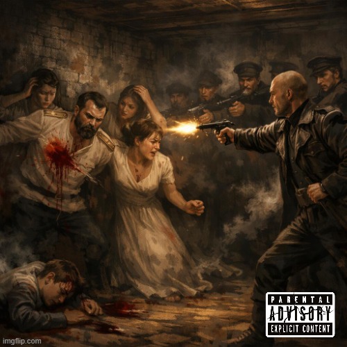 cracking train | image tagged in romanov execution | made w/ Imgflip meme maker