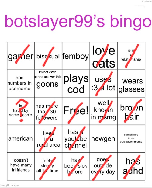 botslayer bingo | im not even gonna answer this | image tagged in botslayer bingo | made w/ Imgflip meme maker
