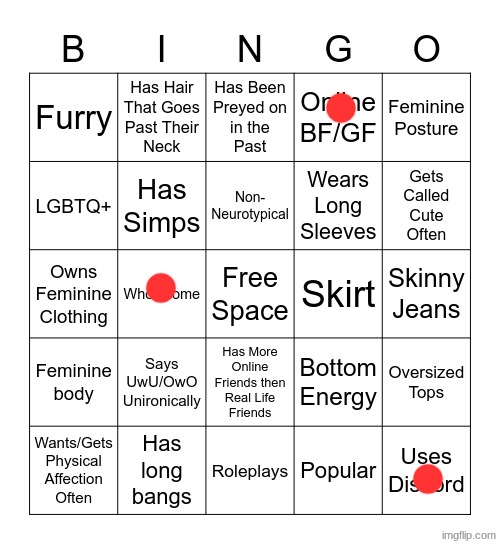 Femboy Bingo | image tagged in femboy bingo | made w/ Imgflip meme maker