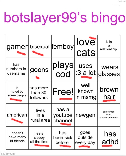 botslayer bingo | image tagged in botslayer bingo | made w/ Imgflip meme maker