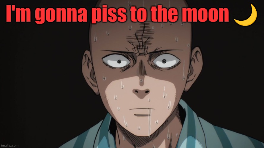 Let's run from stalkers to the moon! | I'm gonna piss to the moon 🌙 | image tagged in saitama | made w/ Imgflip meme maker