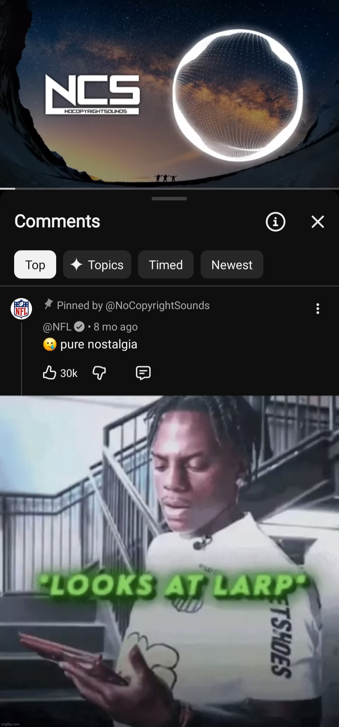there is NO NFL player who has played a roblox tycoon or watched a "minecraft in real life" video | image tagged in looks at larp | made w/ Imgflip meme maker