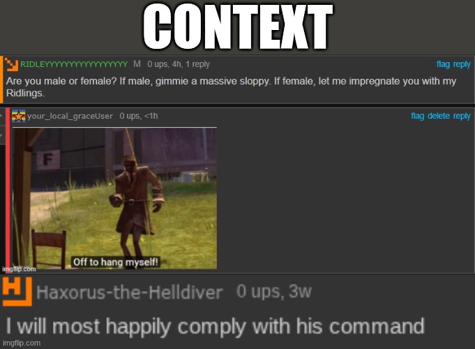 whatever the fuck you say i guess | context | image tagged in why are you reading the tags,read the image | made w/ Imgflip meme maker