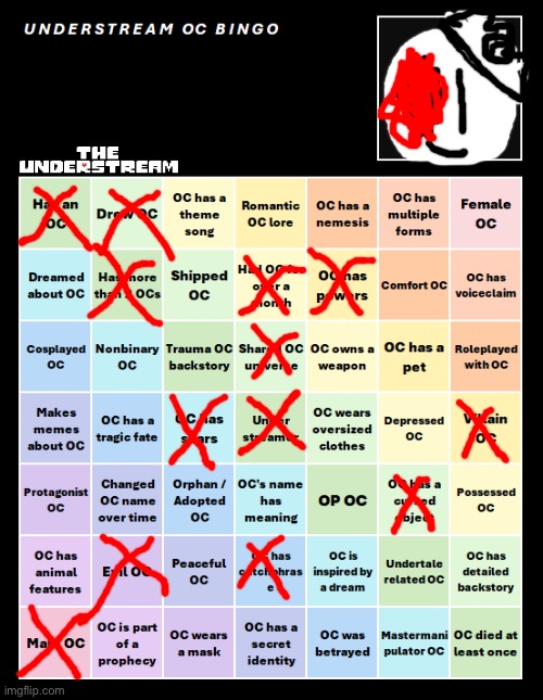 UNDERSTREAM OC BINGO (By InteractionSystem) | image tagged in understream oc bingo by interactionsystem | made w/ Imgflip meme maker