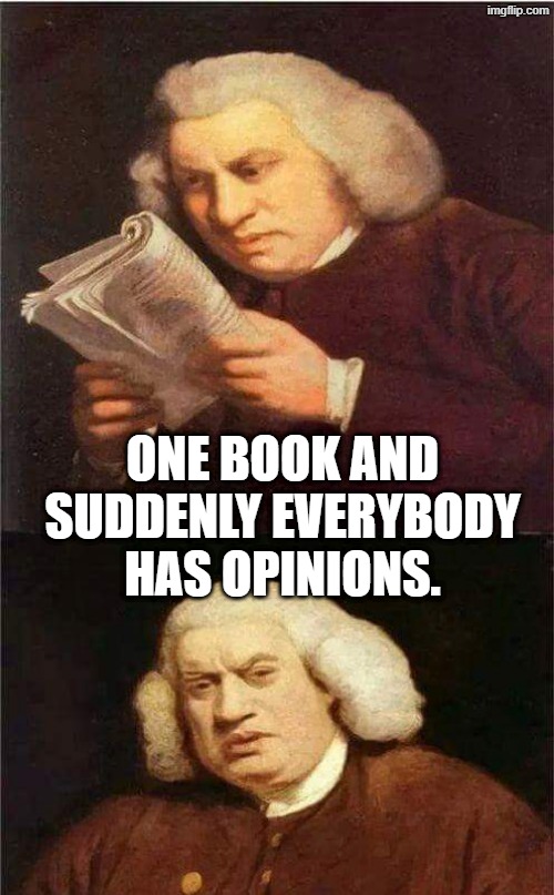 Uncle Tom’s Cabin Giovanni's | One book and suddenly everybody has opinions. | image tagged in shocked to read | made w/ Imgflip meme maker