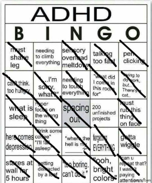 adhd bingo | image tagged in adhd bingo | made w/ Imgflip meme maker