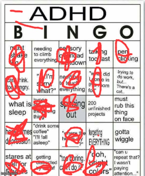 tiki tiki tiki | image tagged in adhd bingo | made w/ Imgflip meme maker