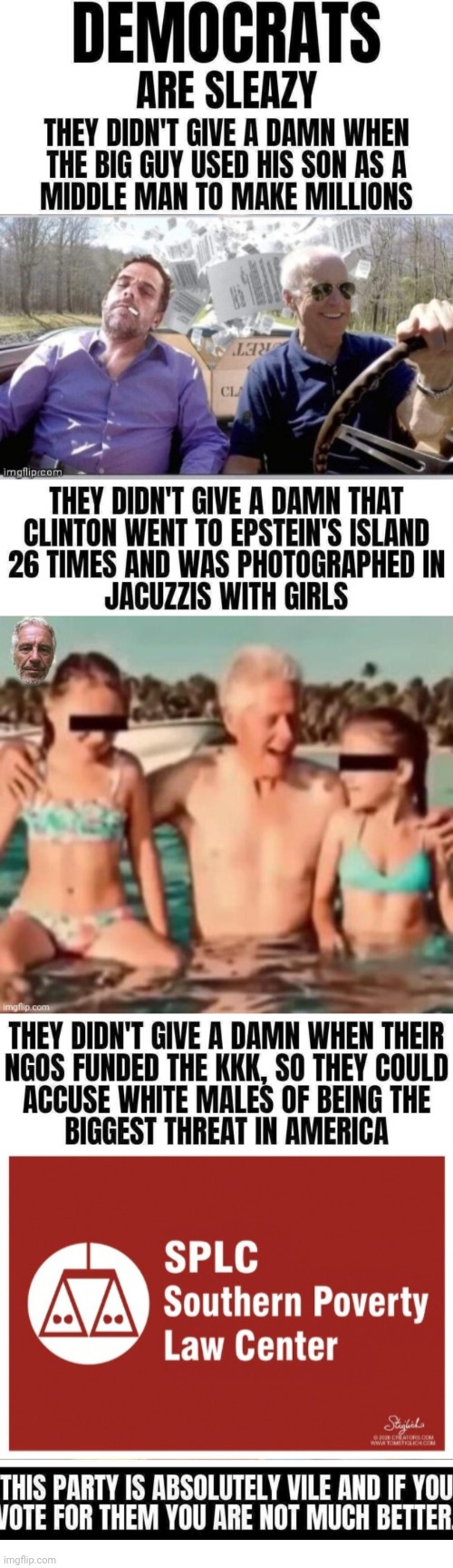 Made it with someone else's post and some AI slop | image tagged in img 54 jpeg,joe hunter biden car,jailbait bill clinton,splc new logo,sombrero | made w/ Imgflip meme maker