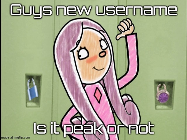 Daffinee pointing | Guys new username; Is it peak or not | image tagged in daffinee pointing | made w/ Imgflip meme maker