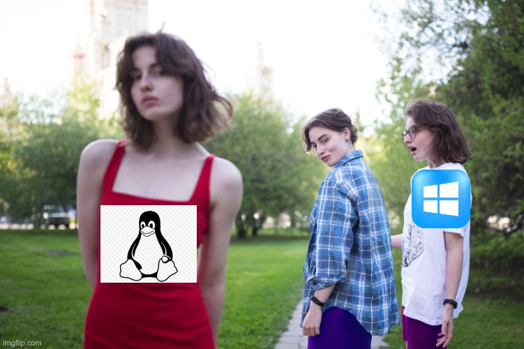 Linux | image tagged in distracted girlfriend meme | made w/ Imgflip meme maker