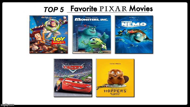 Top 5 Favorite Pixar Movies | Movies; Favorite | image tagged in pixar,disney,disney pixar,deviantart,memes | made w/ Imgflip meme maker