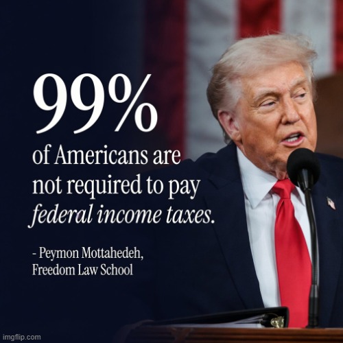 99% of Americans are not required to pay federal income taxes. | image tagged in taxes,income taxes,taxation is theft,tax cuts,tax refund,tax returns | made w/ Imgflip meme maker