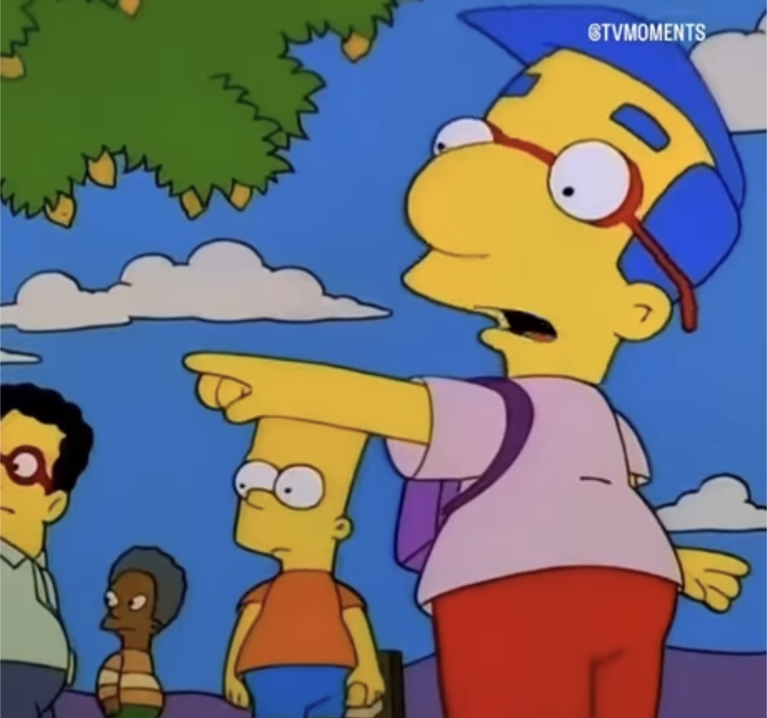 Milhouse pointing Blank Meme Template