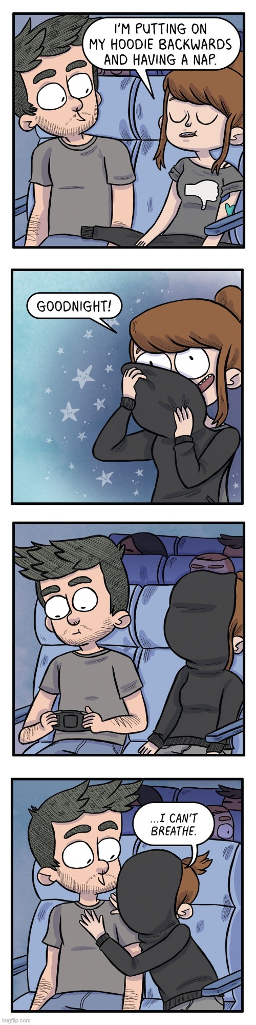 image tagged in airplane,hoodie,backwards,nap,suffocating,oof | made w/ Imgflip meme maker