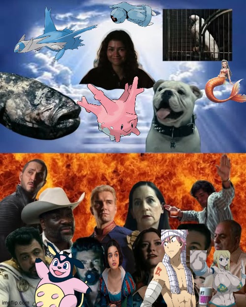 heaven and hell be like | image tagged in hell be like,memes,heaven,hell,funny memes,fantasy | made w/ Imgflip meme maker