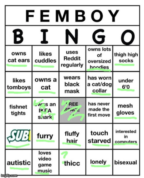 bro. | image tagged in femboy bingo | made w/ Imgflip meme maker